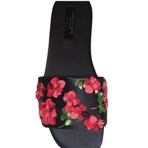 Michael Kors Collection Delphine Runway Satin Embroidery Sandals Slides Size 9.5